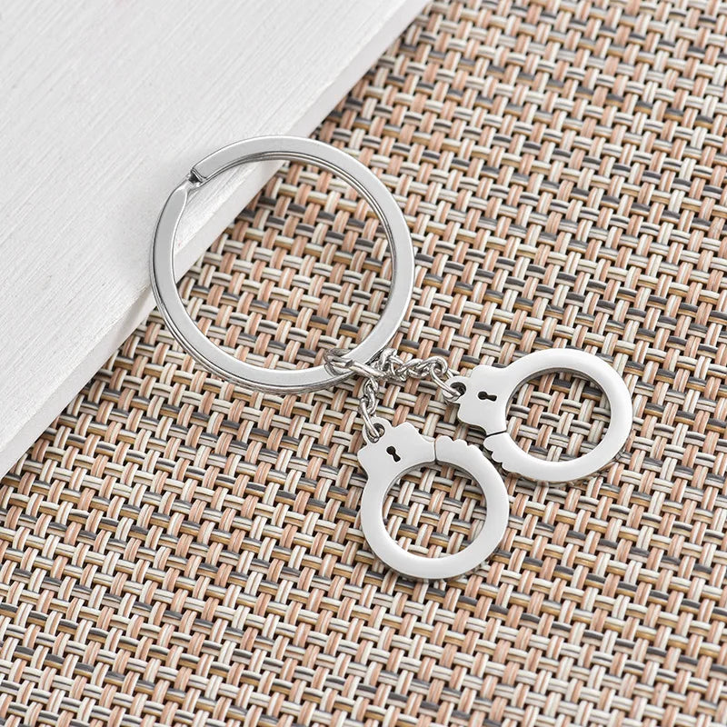 Creative Key Ring Stainless Steel Mini Handcuff Keychains for Key