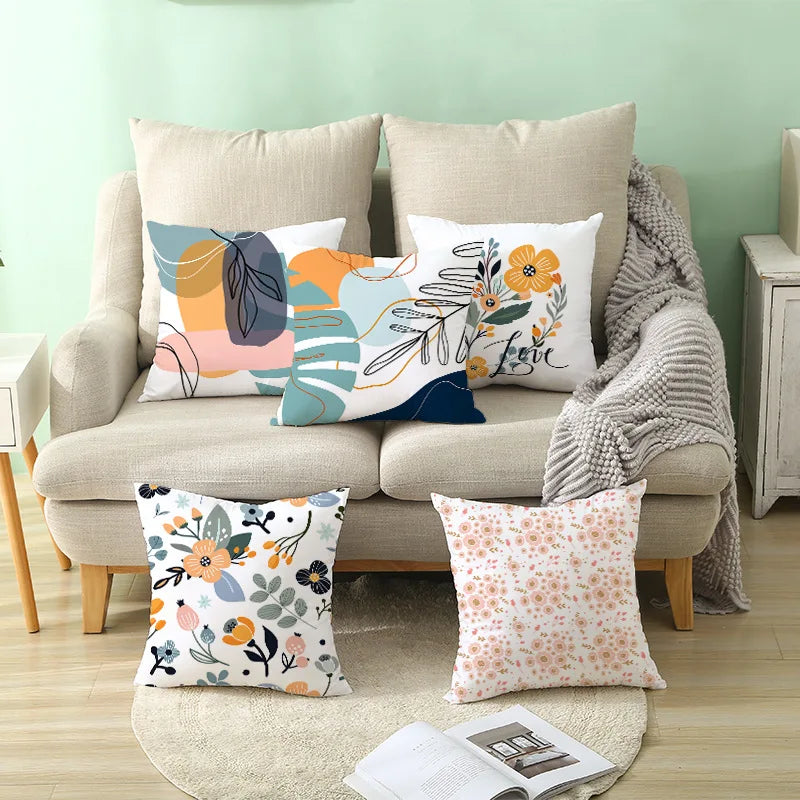 Green Plants Square Plush Throw Pillow Home Decorative Cushion Cover for Sofa for Ramadan & Graduation Occasions