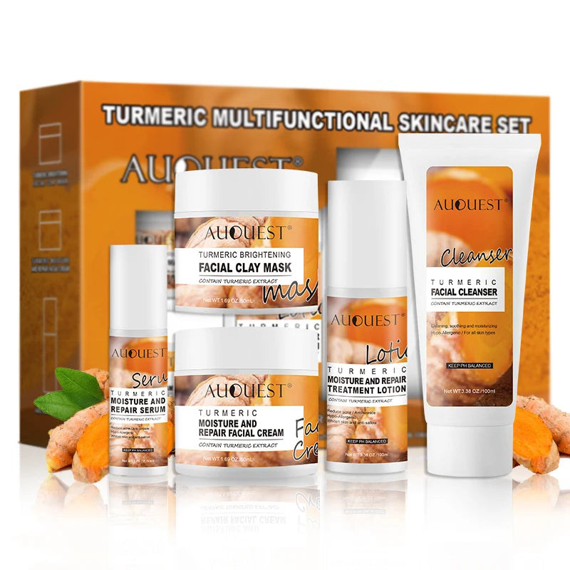 Wholesale Organic Deep Cleansing Turmeric Skin Care Set Anti Acne Brightening Whitening Face Care Skin Care