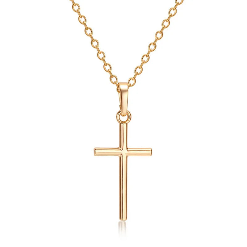 2025 Hot Sale Chain Necklace  Polished Beveled Edge Cross Pendant Necklace