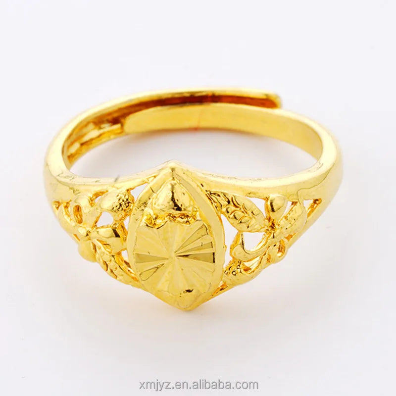 Wholesale Gold Sand Gold Ring Open Ring Female Brass Gold Plated Female Ring