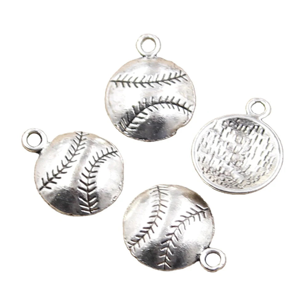Charms Baseball 15x15mm Tibetan Silver Color Pendants Antique Jewelry Making DIY Handmade Craft