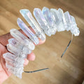 Diy Crystal Crafts Natural rainbow Color White Crystal Handmade Tie Wire Gold_silver Crown Headband Hair Accessories Bridal Headband
