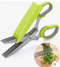 5 Multi Stainless Steel Blades and Safe Cover Kitchen Gadgets Cutter Culinary Cutter Kitchen Chopping Shear Herb Scissors