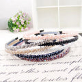 Fashion Bling Double Rows Crystal Rhinestone Headband Thin Hair Band for Women and Girls