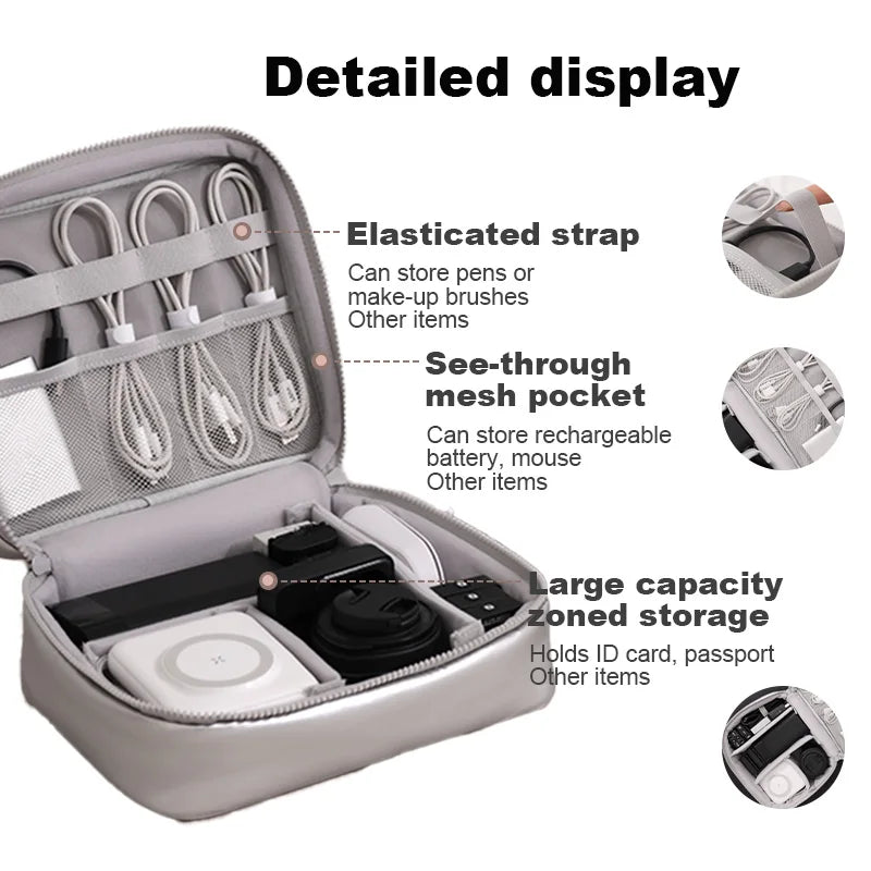 Wholesale Waterproof & Resistance Logo Pattern Cloth Travel Storage Bag Hot Cable Organizer Pouch Cable Management Accessory