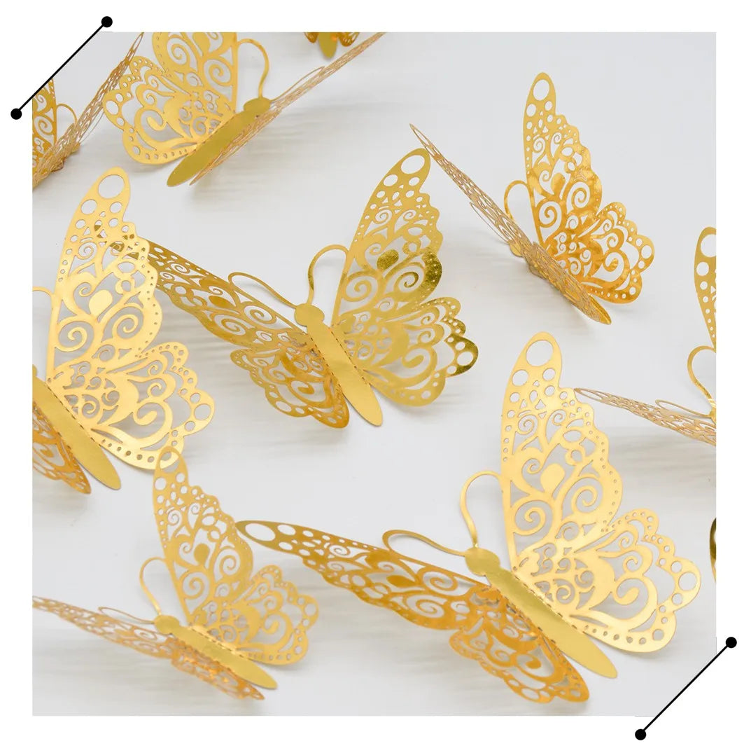 Cake Decorating Supplies 12 Piece 3D Metal Hollow butterfly Three-dimensional butterfly Decoration Cake Topper Cake Decoration