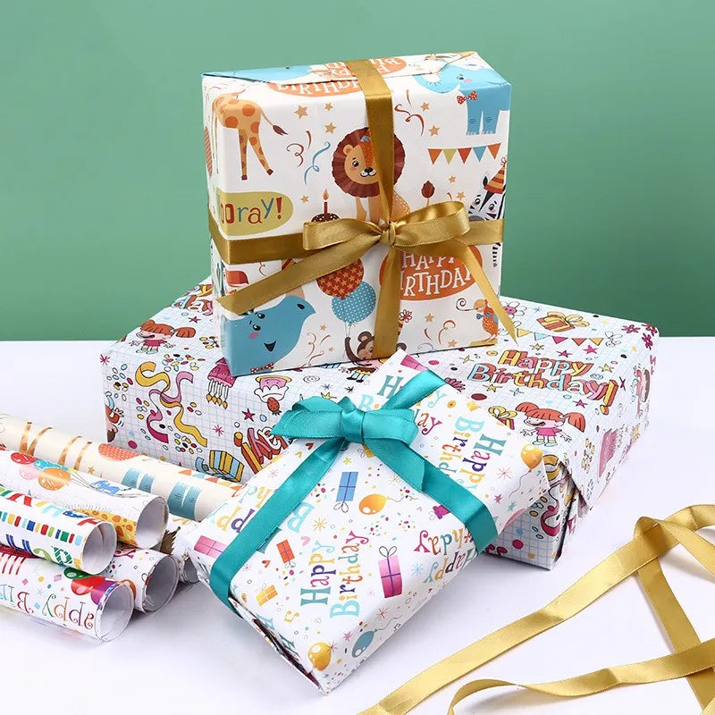 Wholesale Pack Paper New Birthday Cartoon Animal Series Gift Wrapping Paper for Gift Shop