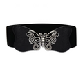 Factory Wholesale Stylish Women Fashionable Dress Decoration Ladies' Wide Elastic Belt With Brown Butterfly Knot Buckle