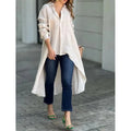 2025 Autumn New Arrival Women's Elegant Long-Sleeve Fashionable Solid-Color Loose Collared Blouse