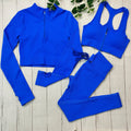 Zipper Ribbed Seamless Sports Bra Set High Waist Running Women Yoga Leggings Sets Nylon Gym Fitness Wear Sets for Ladies