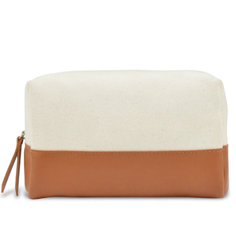OEM Logo Custom Cotton Canvas Pouch Toiletry Travel Makeup Cosmetic Bag