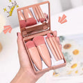 Custom Logo Pink Mini Cosmetic Brush Travel Size Make up Brushes With Mirror Blush Brush Set