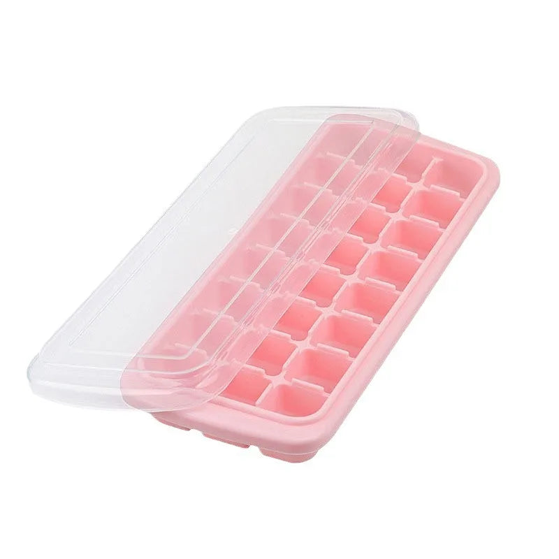 Eco-Friendly Silicone Ice Cube Mold with PP Lids Ice Cream Maker Tools Silicone Ice Tray
