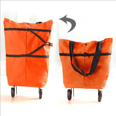 Premium OEM Twinkle Female Tote Large-capacity Grocery Bag Portable Folding Shopping Cart Household Trolley With Custom Logo