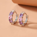 Korean Design Temperament Gold Plated Purple Zircon Crystal Stud Earrings Trendy Wedding Engagement Gift for Women