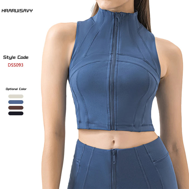 New Sleeveless Zipper Cardigan Small Jacket Versatile Casual Commuting Slim Sports Yoga Vest for Women Women's Sports Coat