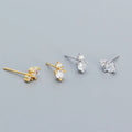 Fashion 925 Sterling Silver 3 Claws Single Zircon Gold Plated Stud Earring Jewelry for Women