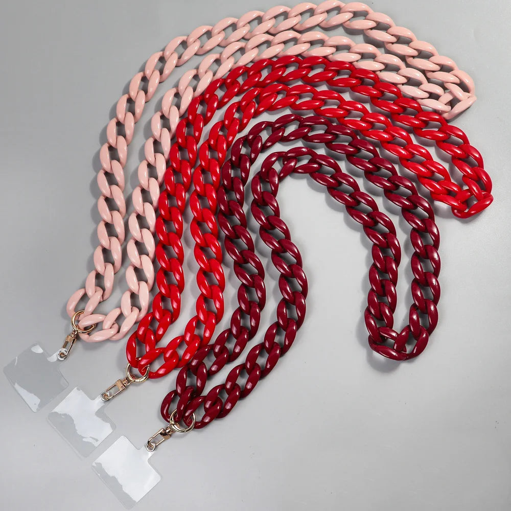 Wholesale Mobile Phone Lanyards Vintage Long Necklace 120cm Crossbody Chain Glossy Women's Jewelry Acrylic Mobile Phone Chain