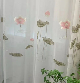 Embroidered Voile Pastoral Style Bedroom Curtains Fabric Curtains