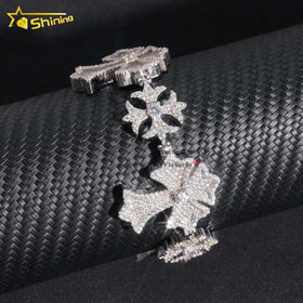 New Hip Hop Jewelry Cross Design S925 Silver Moissanite Bracelet Pass Diamond Test Moissanite Tennis Bracelet