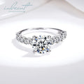 Classic 4 Claws Silver 925 Original 2 Carat Brilliant Cut Diamond Test Past D Color Moissanite Ring for Women Gemstone Jewelry