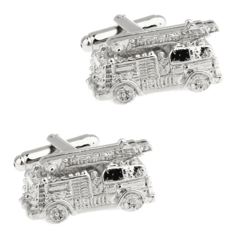 Wholesale Unisex Custom Men's Silver Fire Engine Truck Cufflinks Fashion Suit Shirt Accessory for Wedding Parties & Gifts