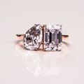 Women's 14K & 18K Gold 1 Carat Engagement & Wedding Moissanite Ring with 2 Stones Fashion Jewelry