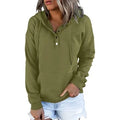 Fitspi Womens Pullover Sweatshirts With Button Collar And Drawstring Hooded Design