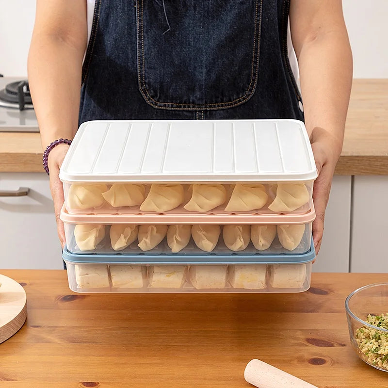 Plastic Containers for Food Stackable Kitchen Refrigerator Dumpling Food Storage Containers With Lids