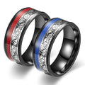 2024 Trendy Bulk Stainless Steel Rings 8mm Wide Mens Tungsten Rings with Guitar String Wood Grain Titanium Steel Ring