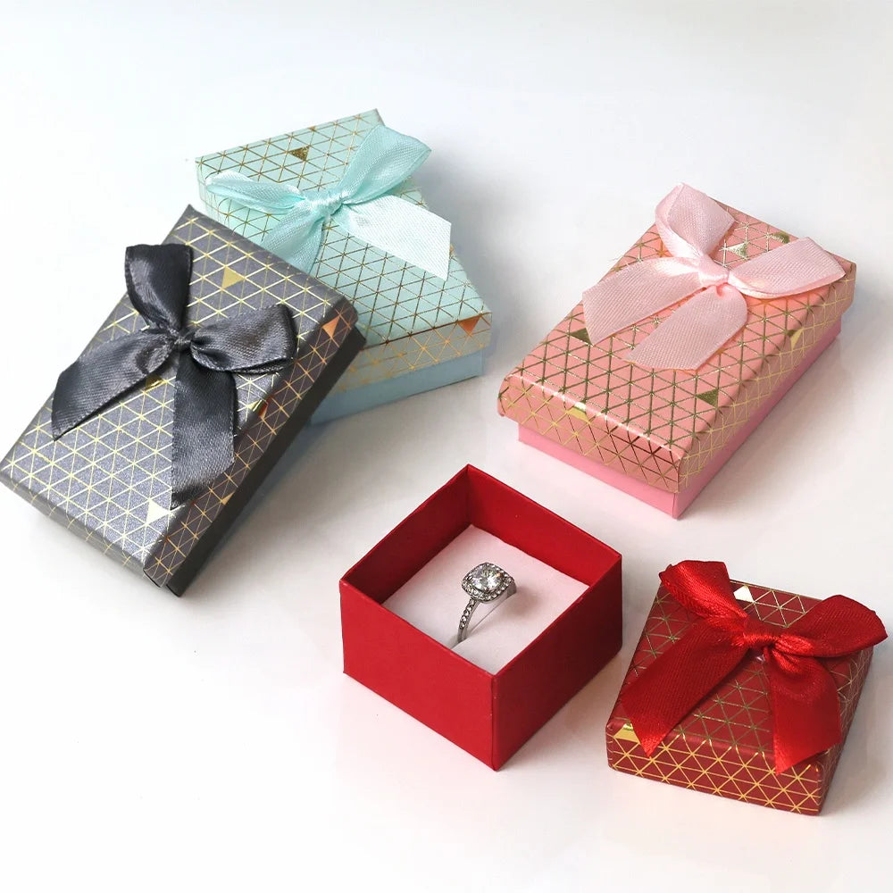 New Printing Design Jewelry Packaging Square Colorful Paper Cardboard Gift Box Mixed Color Ring Boxes