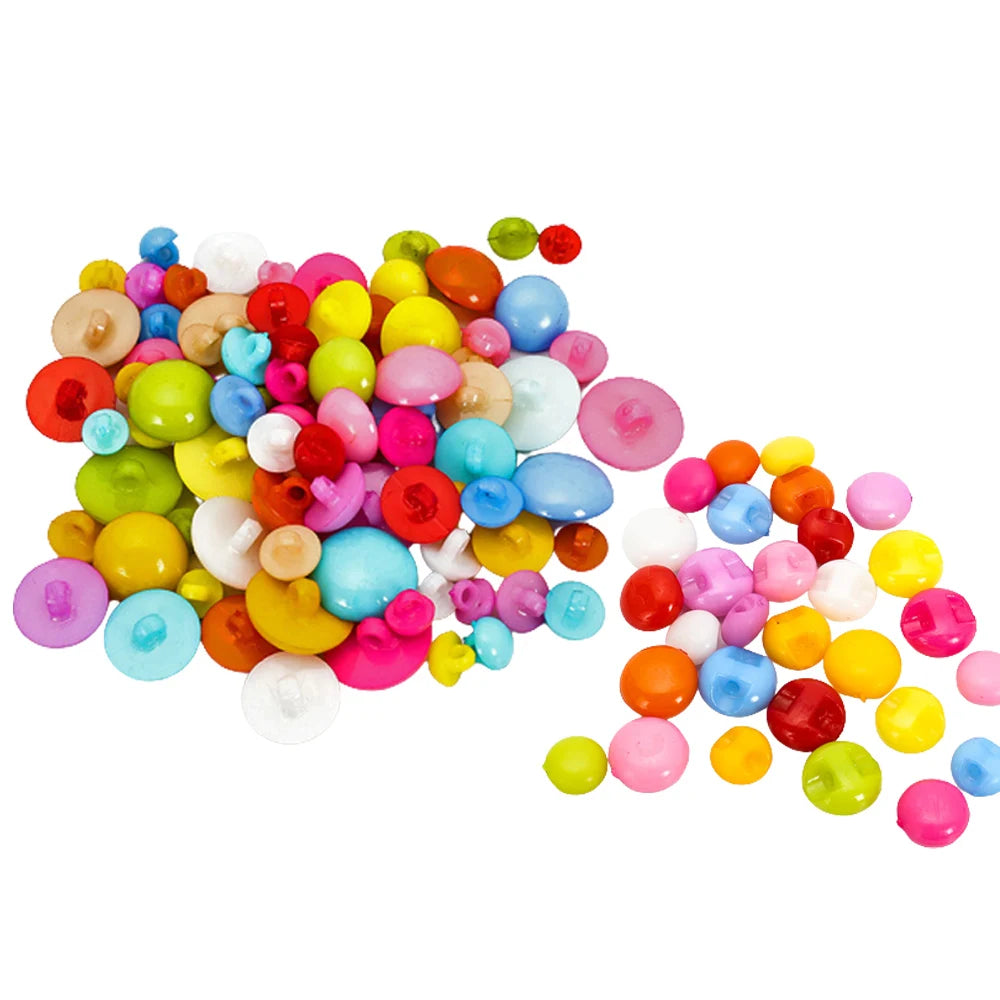 Hot Sale Bulk Stock Colored Flat Shank Round Dome Plastic Buttons for Sewing