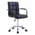 PU Leather Height Adjustable Swivel Office Chair 360 Degree Rotate Computer Armrest Desk Office Chair With Chrome Metal Base