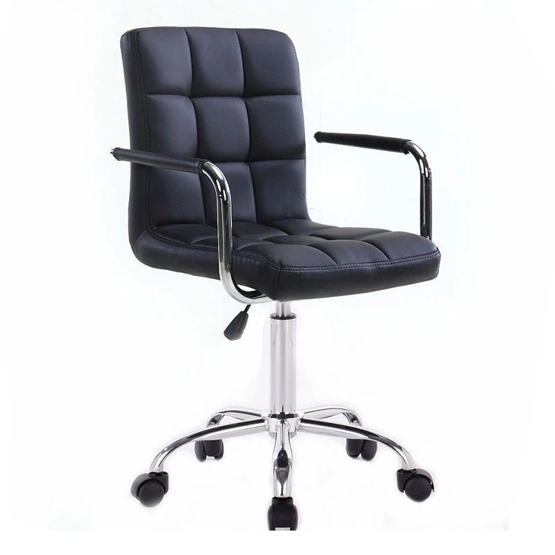 PU Leather Height Adjustable Swivel Office Chair 360 Degree Rotate Computer Armrest Desk Office Chair With Chrome Metal Base