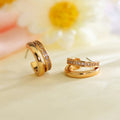 Hot Sale Trendy Jewelry S925 Silver Needle Golden Zircon Fashion C Shaped Stud Hoop Earrings for Women Parties