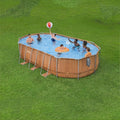 Bestway 56719 Outdoor Family Above Ground Frame Swimming Oval Pools Power Steel Comfort Jet Series Oval Pool Set