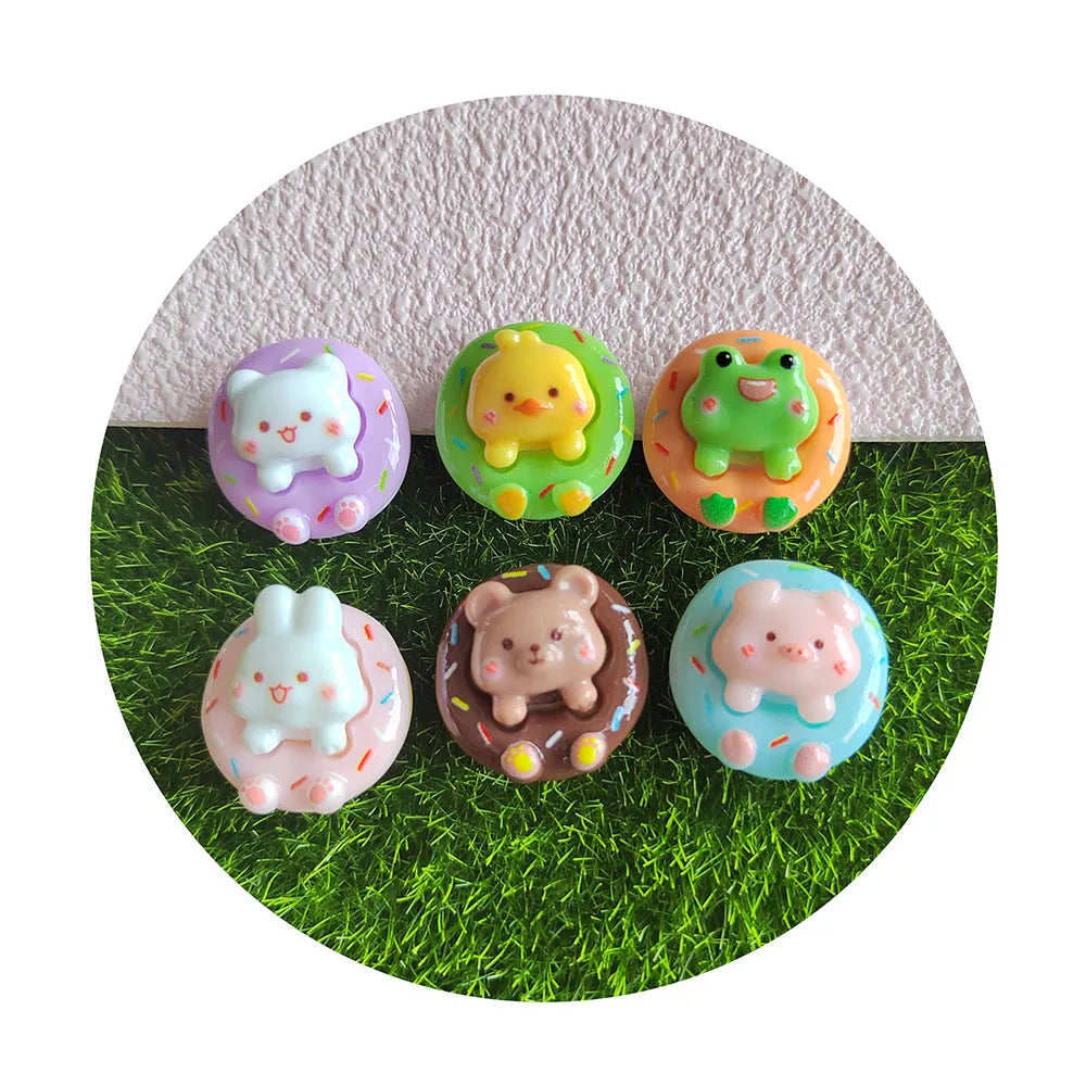 New Lovely Cartoon Animal Donut Series Resin Scrapbook Diy Jewellery Hairpin Accessories Decorate