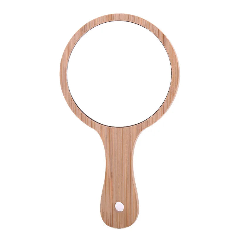 Custom Portable Wooden Hand Makeup Mini Mirror with Modern Design Personalized Cosmetic Product Tool for Salon Home Desktop Use