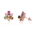 YBO Fine Jewelry Mini Earrings 925 Silver Windmill Flower Geometric Stud Natural Pear Tourmaline Zircon Gold Plating for Party