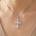 Wholesale Charm Pendants Rhodium Plated Cubic Zirconia Christian Cross God Retro 925 Sterling Silver Fine Jewelry