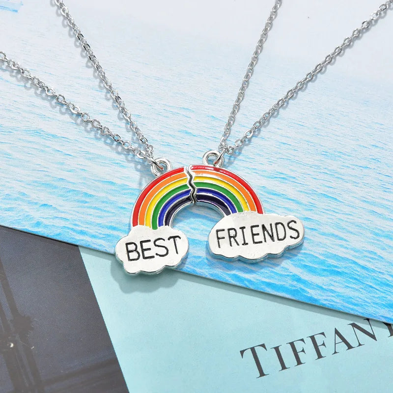 AA00811 Wholesale Cute Pendant Friendship Kids Necklace Best Friends Jewelry 2pcs/set