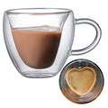 8 oz Eco-Friendly Heart Shaped Insulated Double-Walled Tea Cups Clear Borosilicate Glass Coffee Mug with Handle for Hot Cold