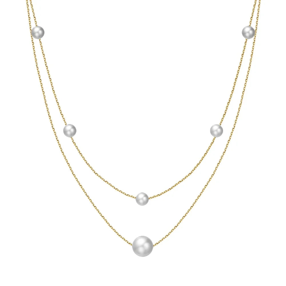 GPN31 RINNTIN Gold Layered Cultured Freshwater Pearl Necklaces for Women 925 Sterling Silver Fine Jewelry Necklaces