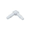 White PP 3/32 Inch 2.4mm Easy Assembly Hose Barb 2 Ways L Shape 90 Degree Elbow Barbed Tube Fitting for Solvent Printer