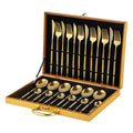 24pcs Stainless Steel Flatware Set With Titanium Gold Plated Golden Color Flatware Set Silverware Cutlery Set Service for 6