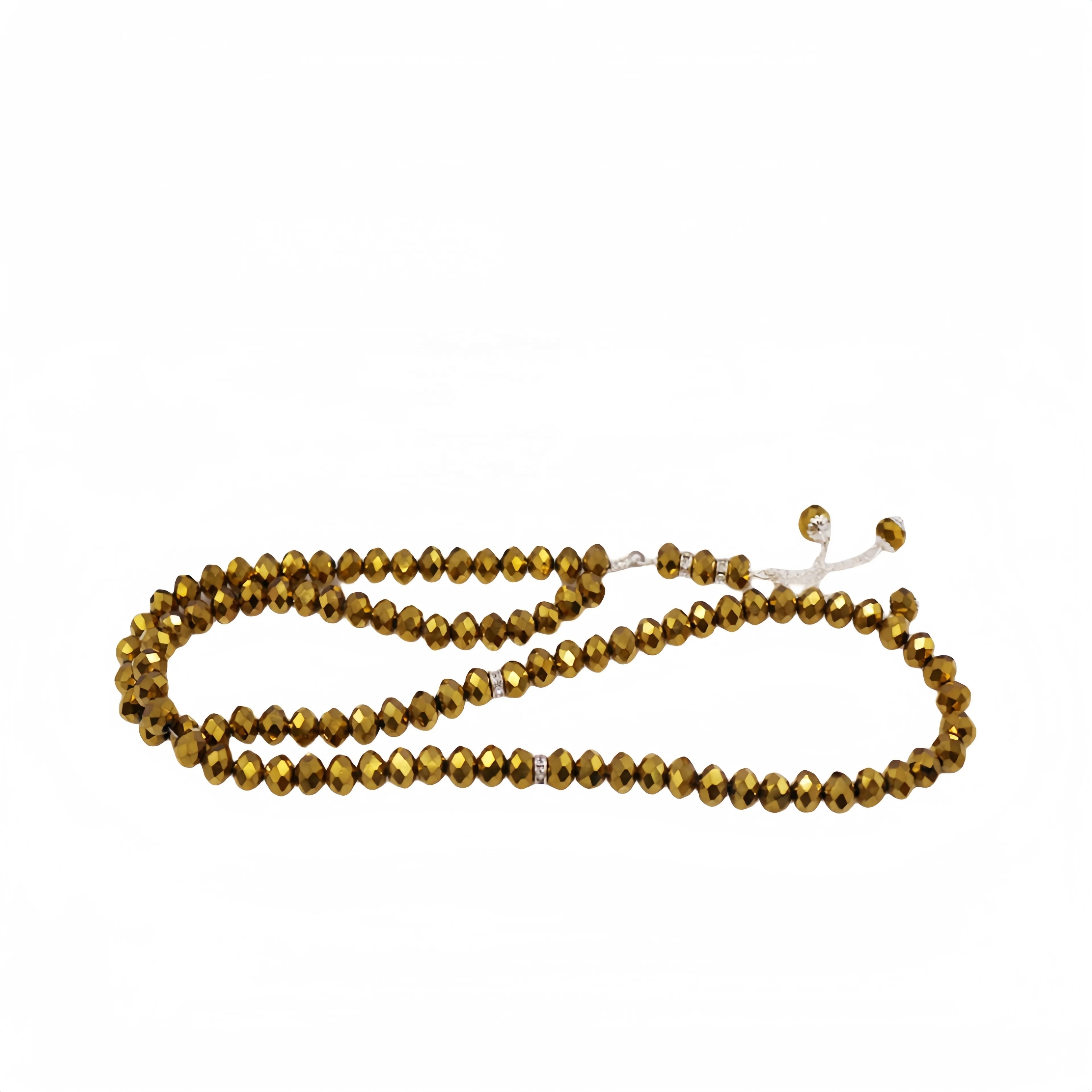 Factory Directly Sale K9 Crystal Material Best Quality Muslim 108  Prayer Bead Crystal Rosary Necklace 99pcs Glass Prayer Beads