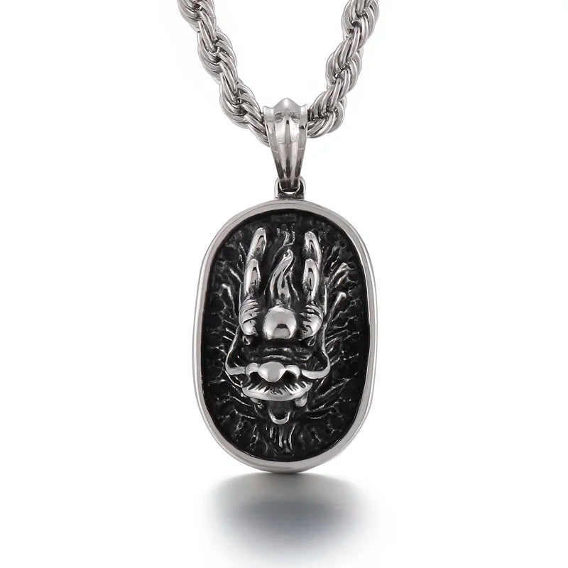 KALEN Men Punk Stainless Steel Skull/Dragon/Wolf Charm Pendants