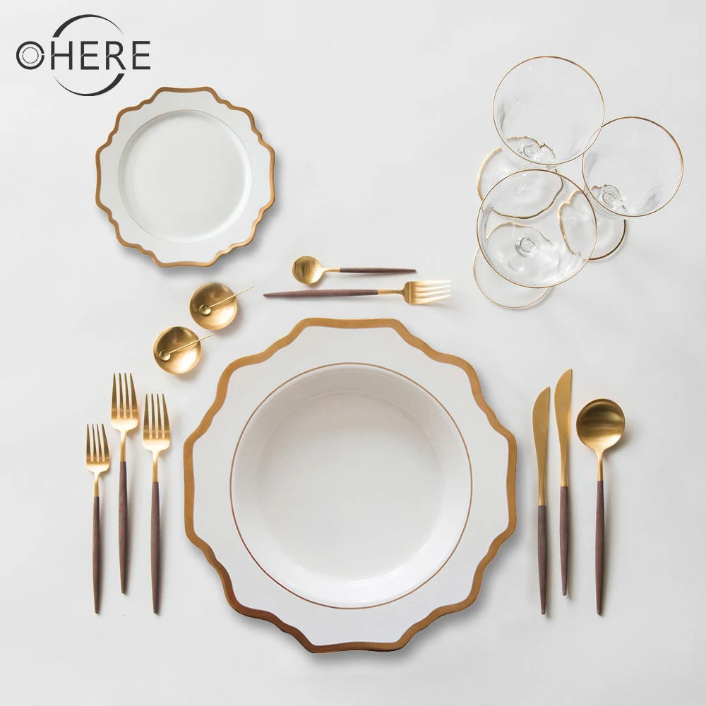 Western Sunflower Ceramic Porcelain Dinner Set Eco-Friendly Salad and Soup Plate Tableware for Weddings and Restaurants