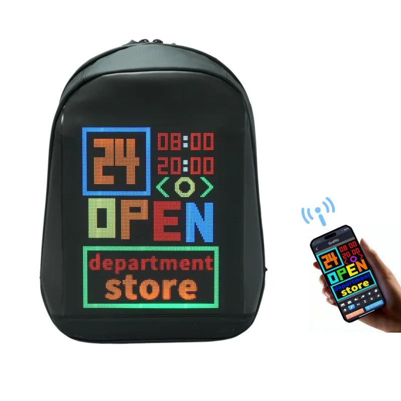 LED Display Screen Backpack Business Travel Laptop Bag Smart Wireless App Control Multi-function School Bags for Women Men